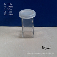 100ml 3.6oz Square Glass Pudding Jar with Rubber Stopper Glass Yogurt Jar